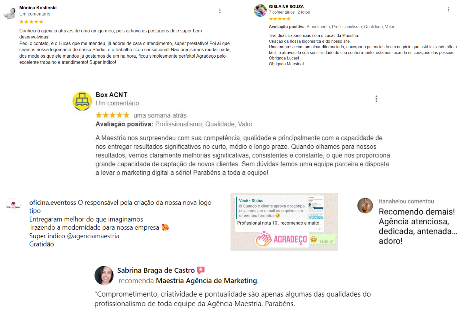 Depoimentos reais de clientes da Maestria Marketing no Google 2
